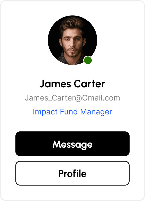 Impact fund manager profile card